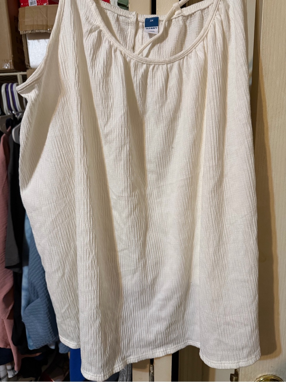 Old Navy Cream Crinkled Tank Top
